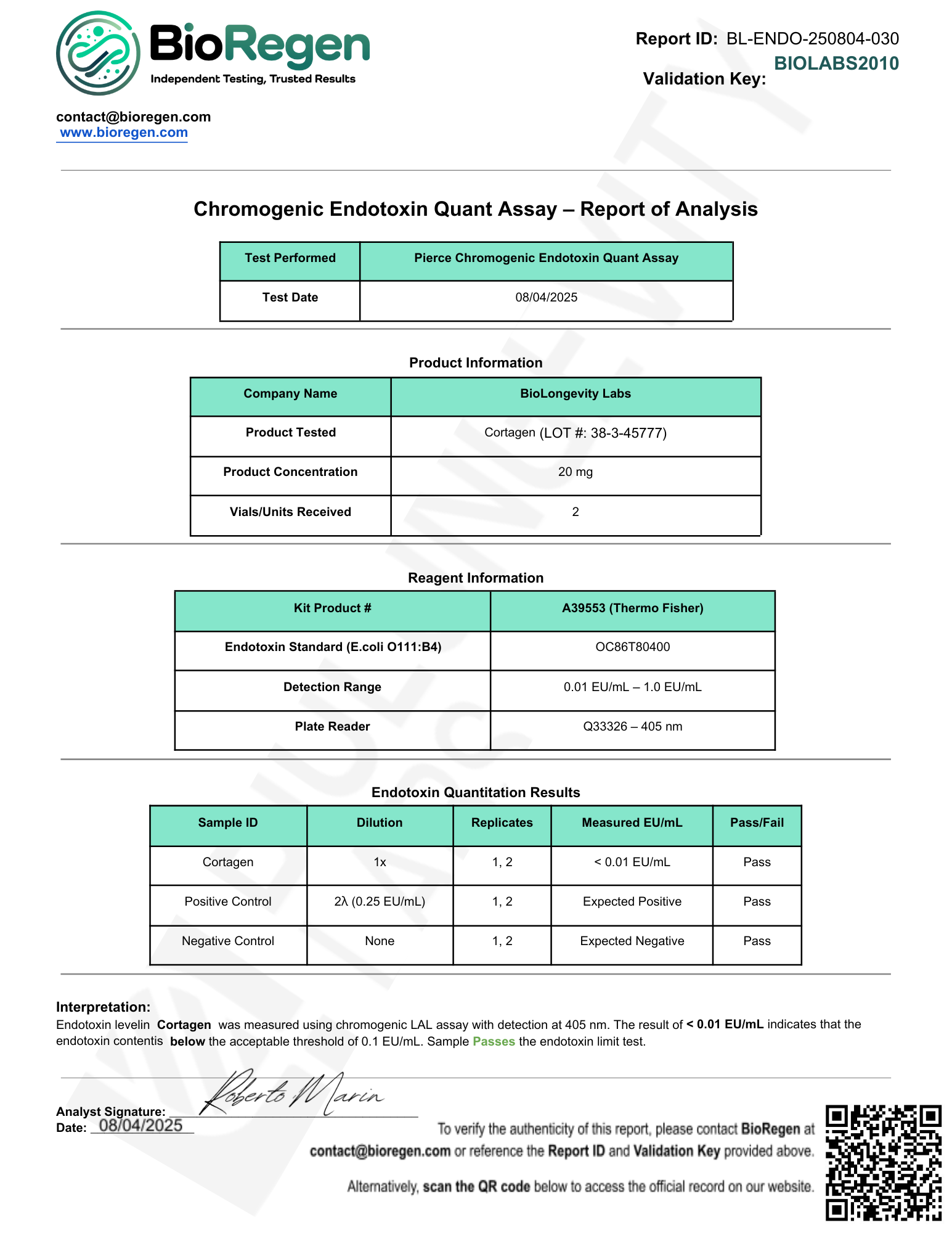Endotoxin Cortagen