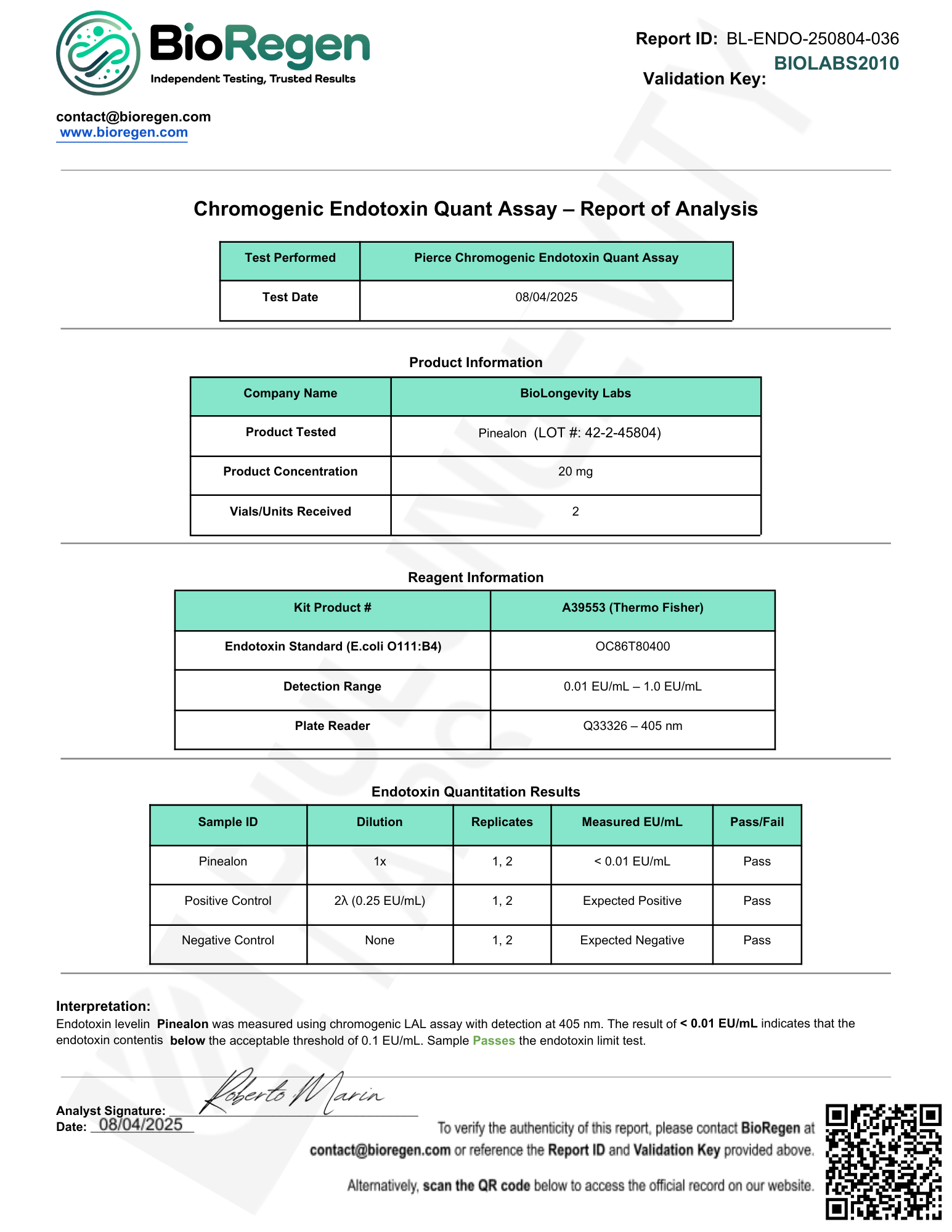Pinealon (20mg) 7 Endotoxin Pinealon